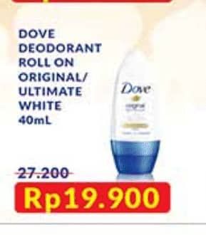Promo Harga Dove Deo Roll On Original Nourish Smooth, Ultimate White 40 ml - Indomaret