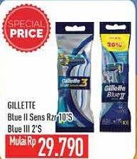 Promo Harga GILLETTE Blue II Sens 10s/ Blue III 2s  - Hypermart