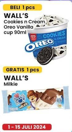 Walls Ice Cookies N Cream Oreo Vanila 90 ml Beli 1 Gratis 1 Walls Milkie