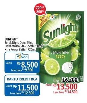 Promo Harga SUNLIGHT Pencuci Piring Lime, Mint, Habbatussauda, Extra Power Butiran Biji Zaitun 720 ml - Alfamidi