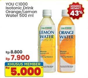 Promo Harga You C1000 Isotonic Drink Orange Water, Lemon Water 500 ml - Indomaret
