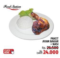 Promo Harga Food Station Pake Ayam Bakar + Nasi   - LotteMart