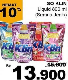 Promo Harga SO KLIN Liquid Detergent All Variants 800 ml - Giant