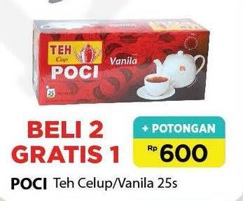 Promo Harga Cap Poci Teh Celup Vanila, Asli per 2 box 25 pcs - Alfamart