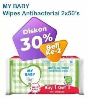 Promo Harga MY BABY Wipes Antibacterial 50 pcs - Indomaret