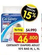 Promo Harga Certainty Adult Diapers M10, L10, XL10 10 pcs - Superindo