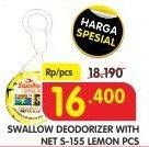 Promo Harga SWALLOW Deodorant Lemon  - Superindo