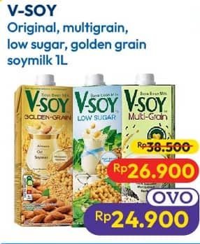 Promo Harga V-soy Soya Bean Milk Original, Multi Grain, Low Sugar, Golden Grain 1000 ml - Hypermart