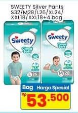 Promo Harga Sweety Silver Pants S32, M28, L26, XL24, XXL18, XXL22 18 pcs - Indomaret