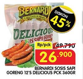 Promo Harga Bernardi Delicious Sosis Sapi Goreng 360 gr - Superindo