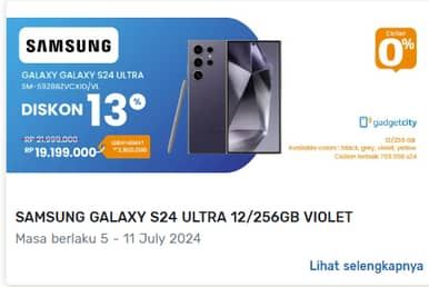 Promo Harga Samsung S24 Ultra 12/256 GB  - Electronic City