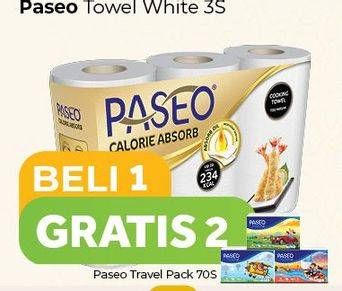Promo Harga PASEO Kitchen Towel White 3 pcs - Carrefour