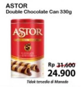 Promo Harga ASTOR Wafer Roll Double Chocolate 330 gr - Alfamart