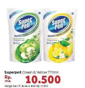 Promo Harga SUPER PELL Pembersih Lantai Green, Yellow 770 ml - Carrefour