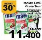 Promo Harga MAMA LIME Cairan Pencuci Piring Green Tea, Charcoal, Lime 780 ml - Giant