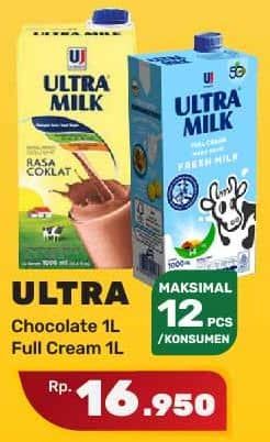 Promo Harga Ultra Milk Susu UHT Coklat, Full Cream 1000 ml - Yogya