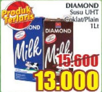 Promo Harga DIAMOND Milk UHT Coklat, Plain 1000 ml - Giant