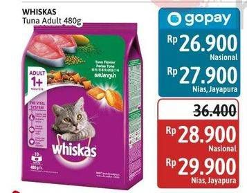 Promo Harga Whiskas Adult Cat Food Tuna 480 gr - Alfamidi
