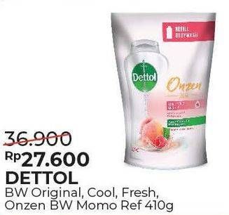 Promo Harga DETTOL Body Wash Original, Cool, Fresh, Onzen Momo Raspberry 410 ml - Alfamart