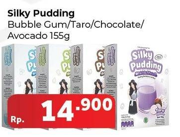 Promo Harga SILKY PUDDING Puding Bertekstur Lembut Bubble Gum, Taro, Chocolate, Avocado 155 gr - Carrefour