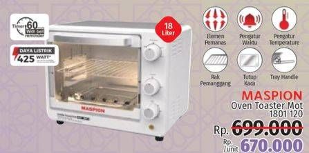 Promo Harga MASPION MOT-1801S | Oven Toaster 425 W Kapasitas 18ltr  - LotteMart