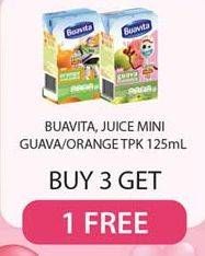 Promo Harga BUAVITA Fresh Juice Orange, Guava per 3 pcs 125 ml - Indomaret