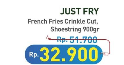 Promo Harga Just Fry French Fries Crinkle Cut, Shoestrings 900 gr - Hypermart