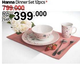 Promo Harga Dinner Set Hanna 12 pcs - Carrefour