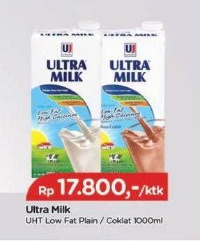 Promo Harga Ultra Milk Susu UHT Low Fat Coklat, Low Fat Full Cream 1000 ml - TIP TOP