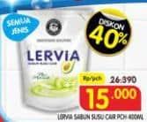 Lervia Sabun Cair Susu  400 ml Diskon 43%, Harga Promo Rp15.000, Harga Normal Rp26.390