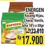 Promo Harga Energen Cereal Instant Kacang Hijau, Chocolate, Vanilla, Jahe per 10 sachet 30 gr - Hypermart