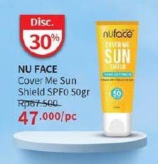 Promo Harga Nuface Cover Me Sun Shield SPF 50 PA++++ 50 gr - Guardian