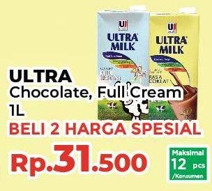 Promo Harga ULTRA MILK Susu UHT Coklat, Full Cream 1000 ml - Yogya