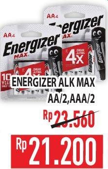 Promo Harga Energizer Battery Alkaline Max AA, AAA 2 pcs - Hypermart