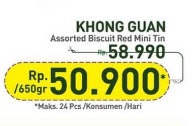 Promo Harga Khong Guan Assorted Biscuit Red Rantai, Mini 650 gr - Hypermart