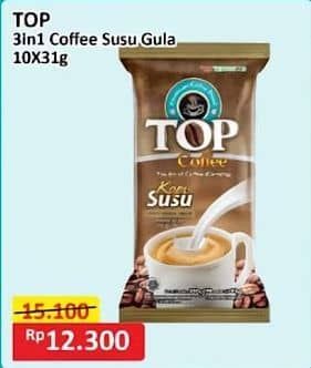 Promo Harga Top Coffee Kopi Susu per 10 sachet 31 gr - Alfamart