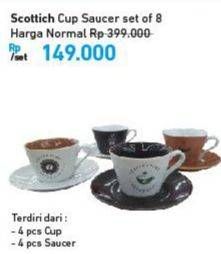 Promo Harga SCOTTICH Cup Saucer Set per 8 pcs - Carrefour