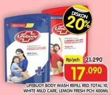 Promo Harga Lifebuoy Body Wash Total 10, Mild Care, Lemon Fresh 400 ml - Superindo