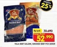 Promo Harga VILLA Beef Salami, Smoked Beef 225 g  - Superindo