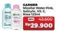 Promo Harga Garnier Micellar Water Pink, Salicylic BHA, Vitamin C, Rose 125 ml - Alfamidi