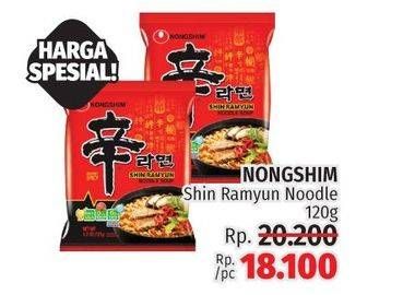 Promo Harga Nongshim Noodle Shin Ramyun Shrimp Flavor, Shin Ramyun Spicy Mushroom 120 gr - LotteMart