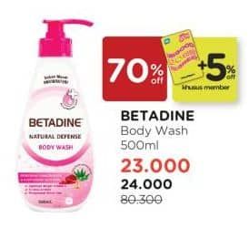 Promo Harga Betadine Natural Defense Body Wash Refreshing Pomegranate And Moisturising Aloe Vera 500 ml - Watsons
