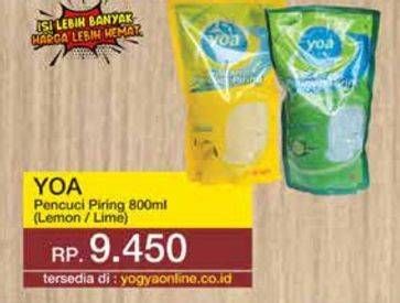 Promo Harga YOA Pencuci Piring Lemon, Lime 800 ml - Yogya