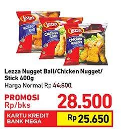 Promo Harga LEZZA Nugget Ball, Chicken Nugget, Stick 400 gr - Carrefour