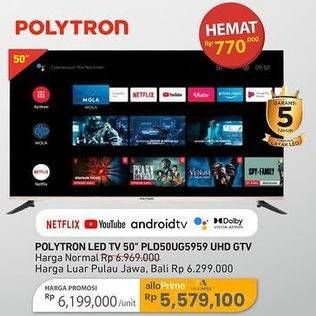 Promo Harga Polytron K UHD Smart Google TV 50 Inch PLD50UG5959  - Carrefour