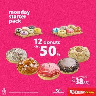 Promo Harga 12 Donuts Disc 50%  - Richeese Factory