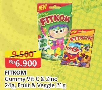 Promo Harga FITKOM Gummy Vit C Zinc, Fruit Vegie 21 gr - Alfamart