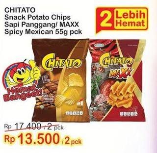 Promo Harga Chitato Snack Potato Chips/Maxx Spicy Mexican 55gr  - Indomaret