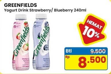 Promo Harga Greenfields Yogurt Drink Strawberry, Blueberry 250 ml - Indomaret