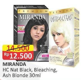 Promo Harga MIRANDA Hair Color Natural Black, Bleaching, Ash Blonde 30 ml - Alfamart